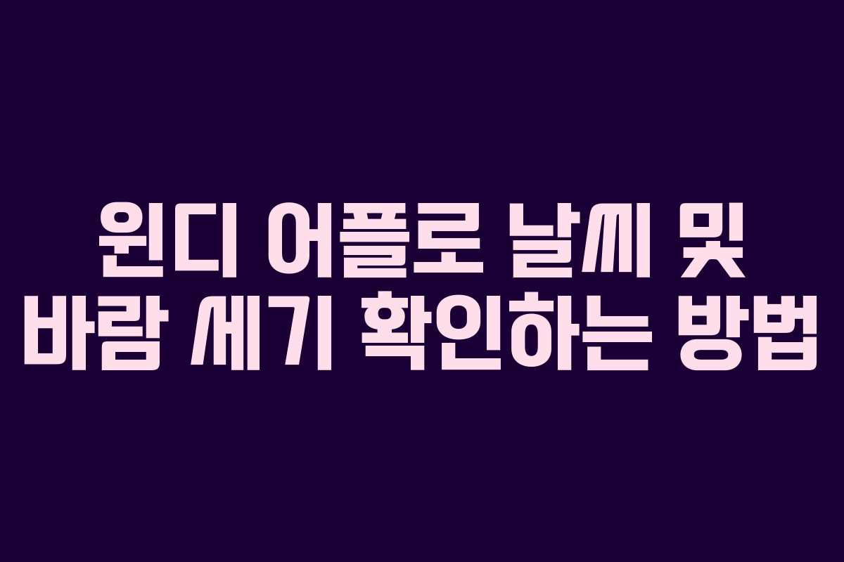 윈디 어플로 날씨 및 바람 세기 확인하는 방법 윈디 어플로 날씨 및 바람 세기 확인하는 방법