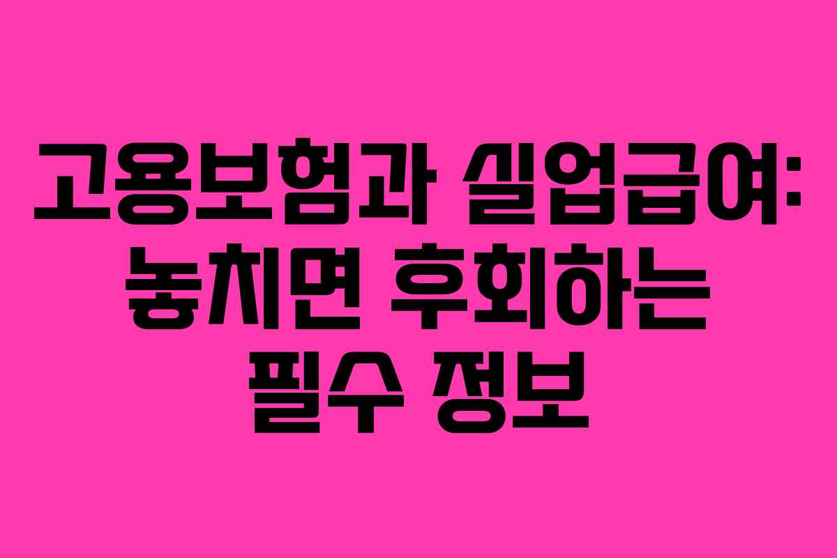 고용보험과 실업급여: 놓치면 후회하는 필수 정보