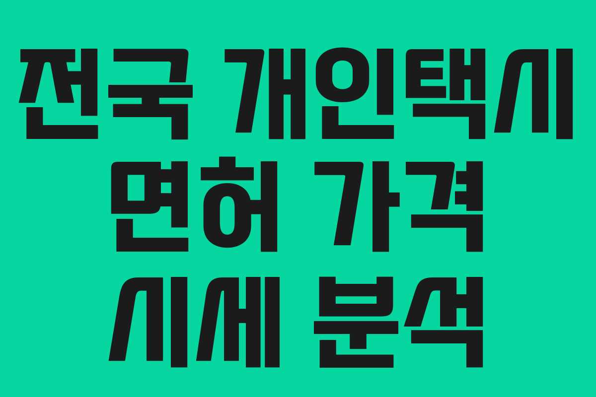 전국 개인택시 면허 가격 시세 분석