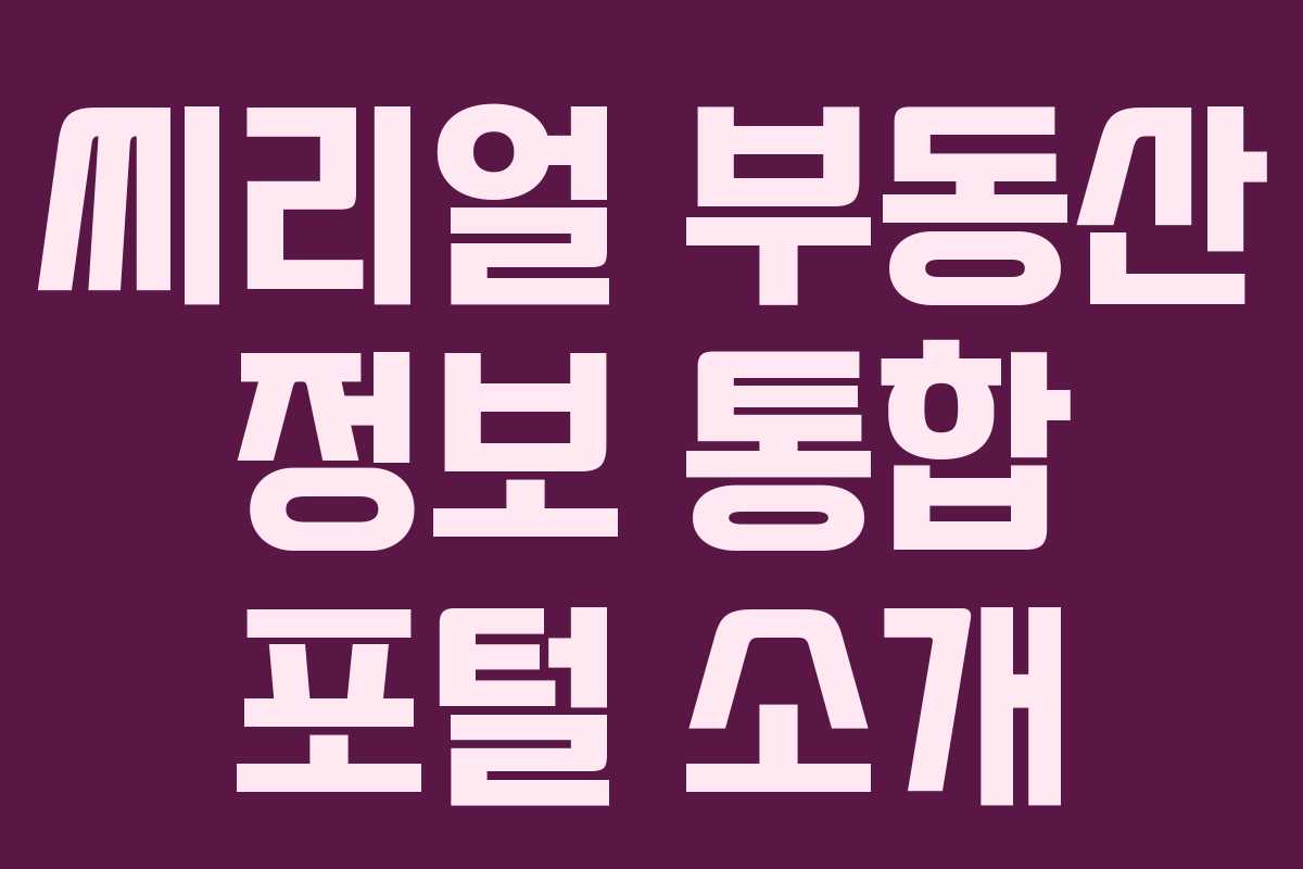 씨리얼 부동산 정보 통합 포털 소개