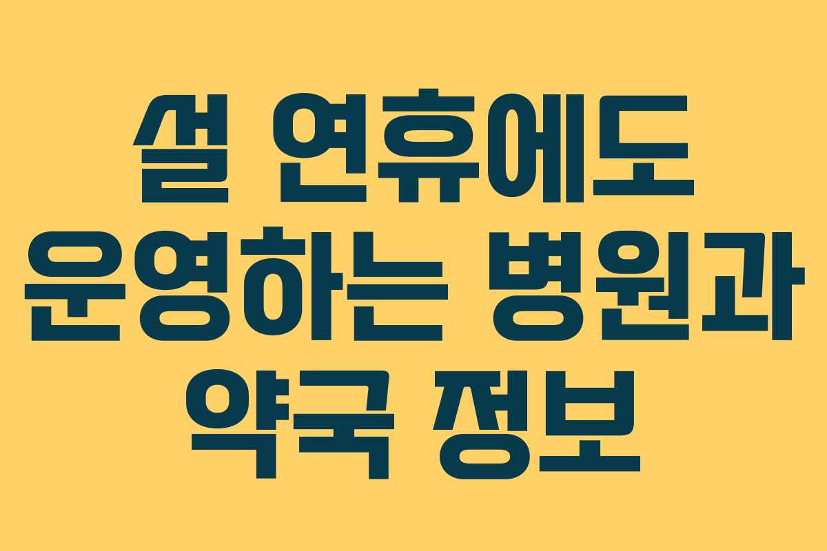 설 연휴에도 운영하는 병원과 약국 정보