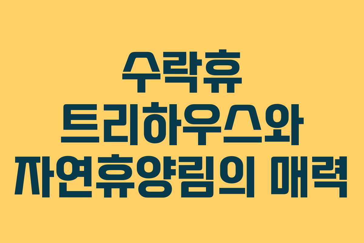 수락휴 트리하우스와 자연휴양림의 매력 수락휴 트리하우스와 자연휴양림의 매력