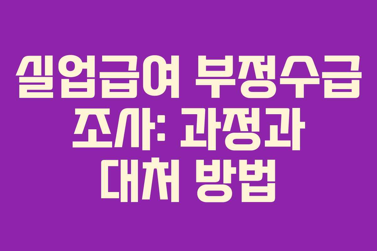 실업급여 부정수급 조사: 과정과 대처 방법 실업급여 부정수급 조사: 과정과 대처 방법