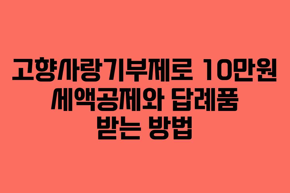 고향사랑기부제로 10만원 세액공제와 답례품 받는 방법