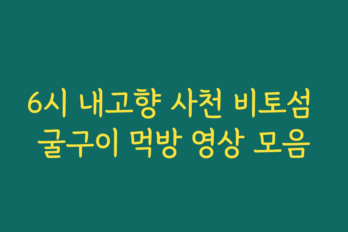 6시 내고향 사천 비토섬 굴구이 먹방 영상 모음