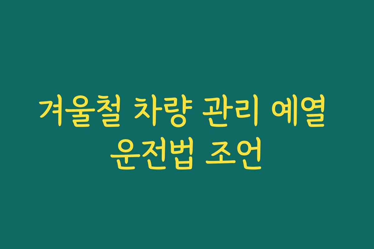 겨울철 차량 관리 예열 운전법 조언