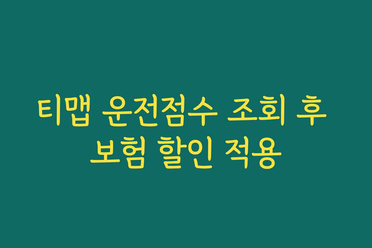 티맵 운전점수 조회 후 보험 할인 적용