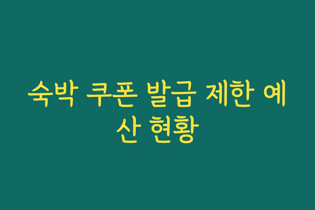 숙박 쿠폰 발급 제한 예산 현황