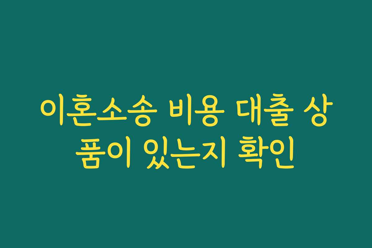 이혼소송 비용 대출 상품이 있는지 확인
