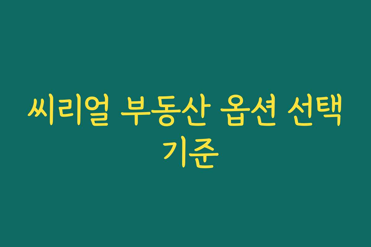 씨리얼 부동산 옵션 선택 기준
