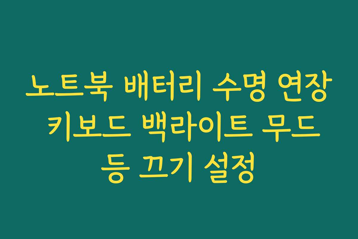 노트북 배터리 수명 연장 키보드 백라이트 무드등 끄기 설정