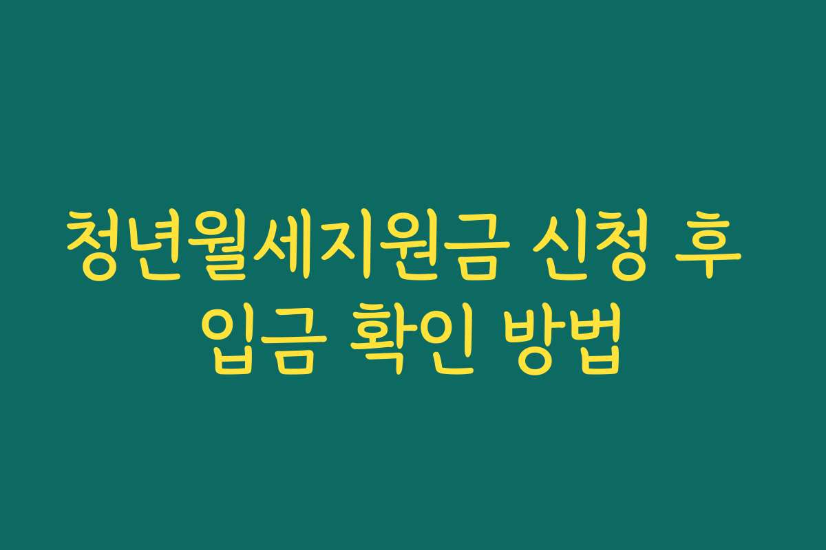 청년월세지원금 신청 후 입금 확인 방법