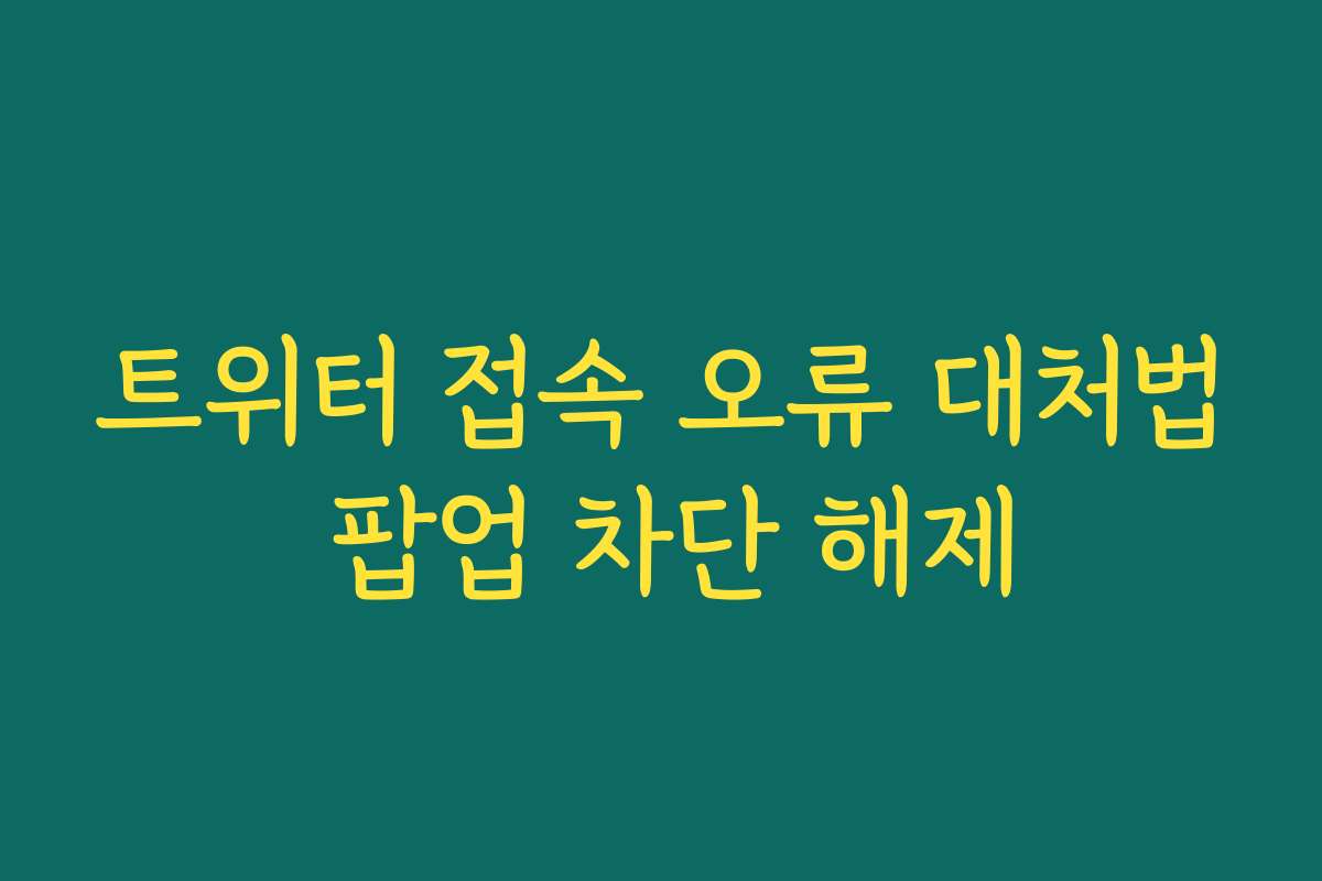 트위터 접속 오류 대처법 팝업 차단 해제