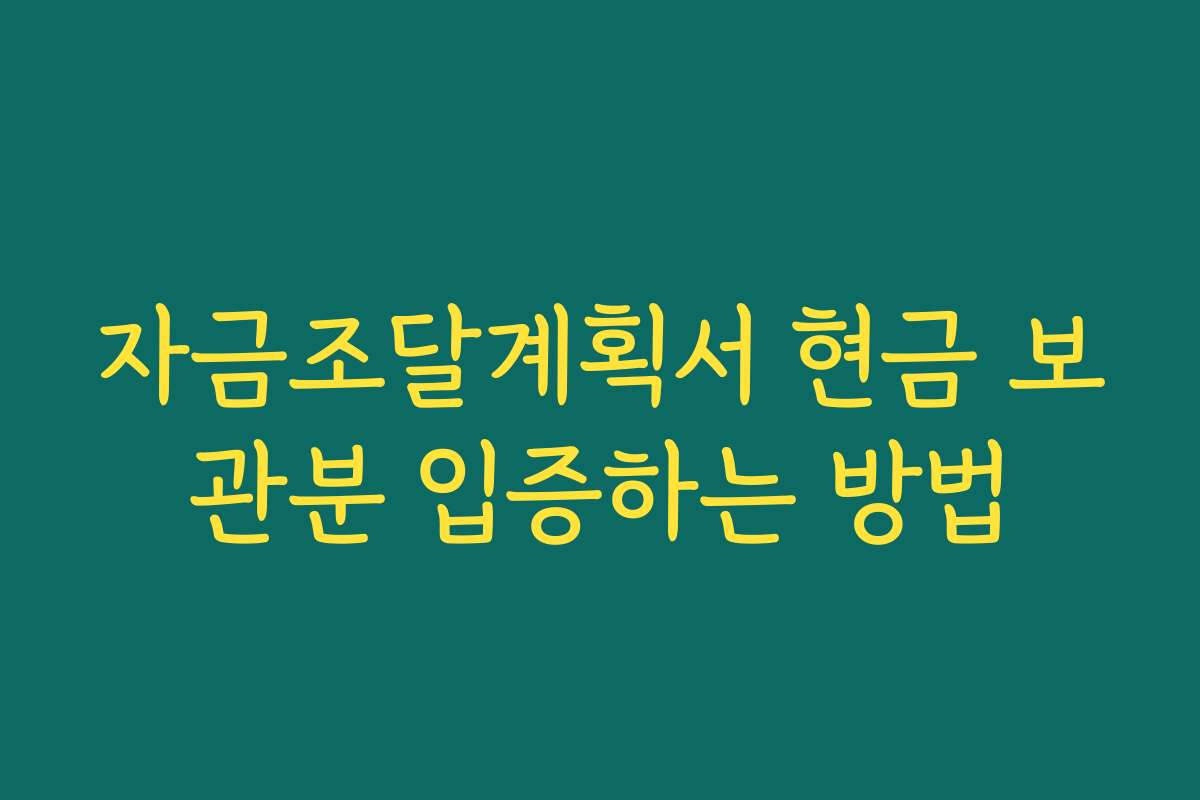 자금조달계획서 현금 보관분 입증하는 방법