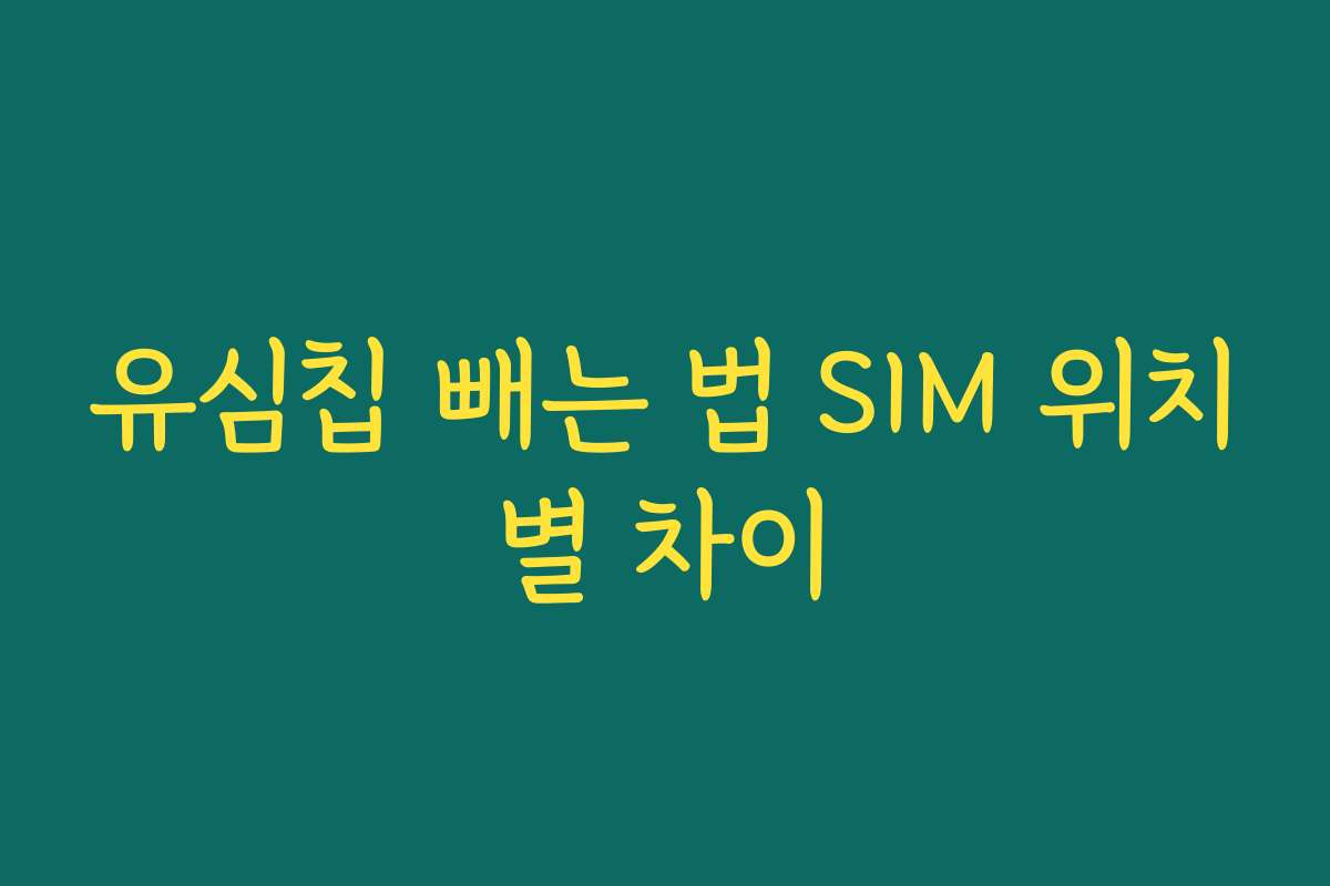 유심칩 빼는 법 SIM 위치별 차이