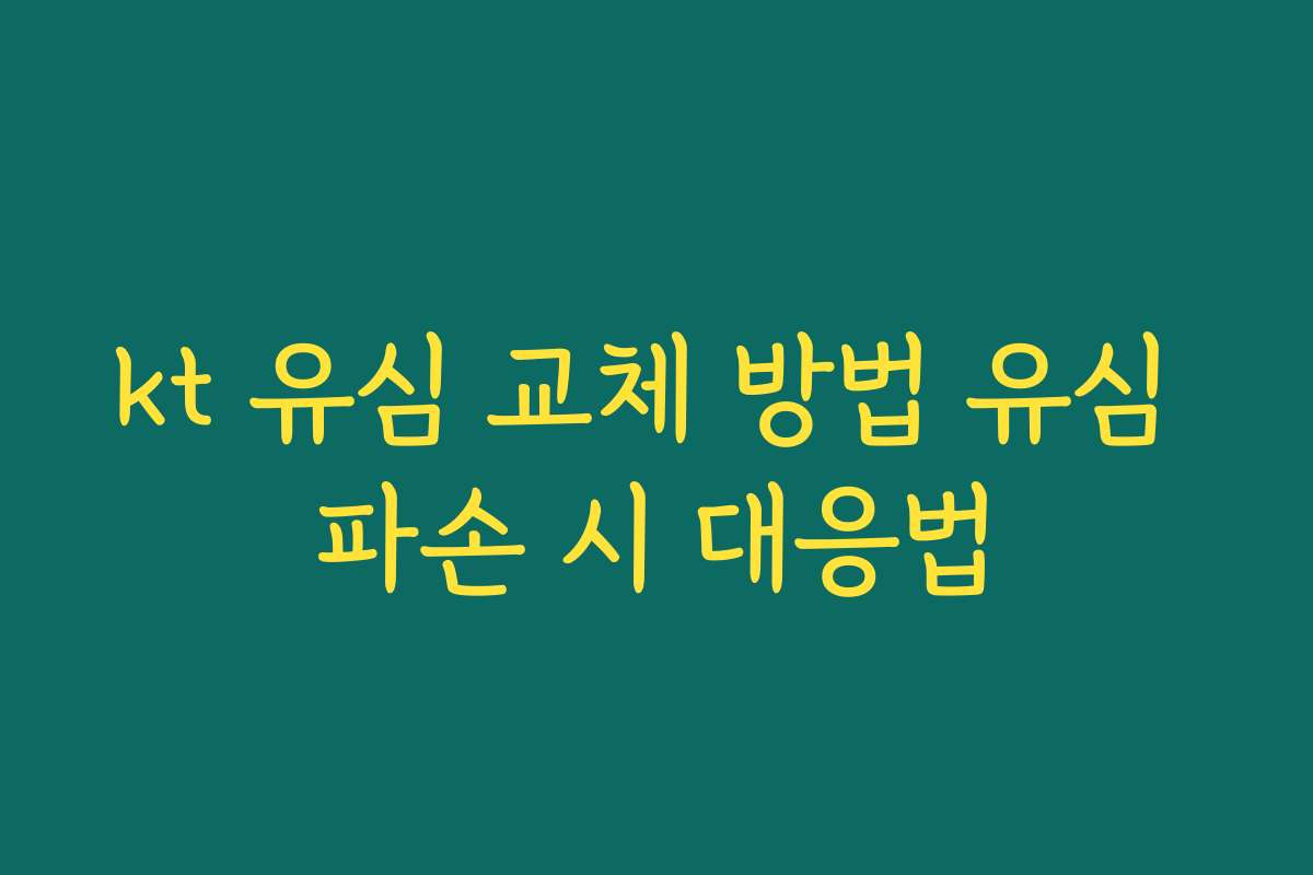kt 유심 교체 방법 유심 파손 시 대응법