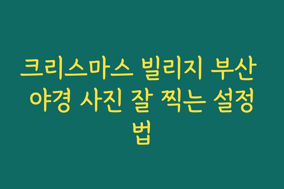 크리스마스 빌리지 부산 야경 사진 잘 찍는 설정법