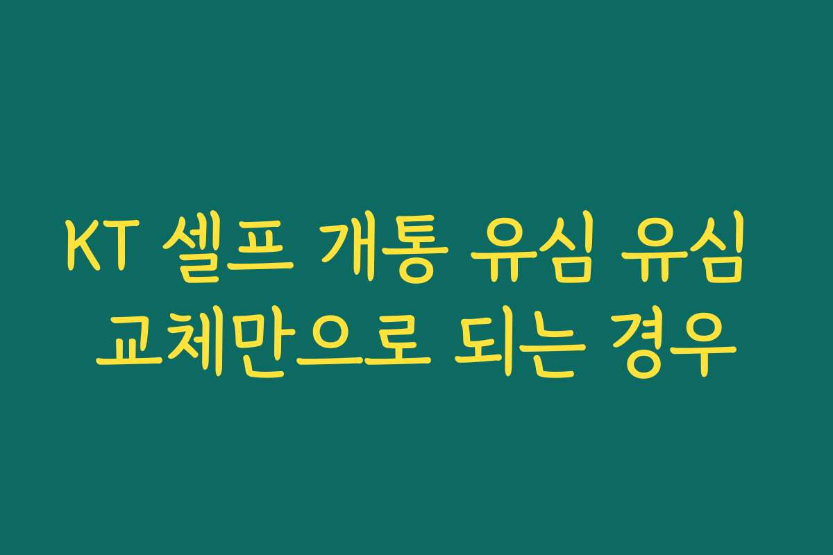 KT 셀프 개통 유심 유심 교체만으로 되는 경우 KT 셀프 개통 유심 유심 교체만으로 되는 경우