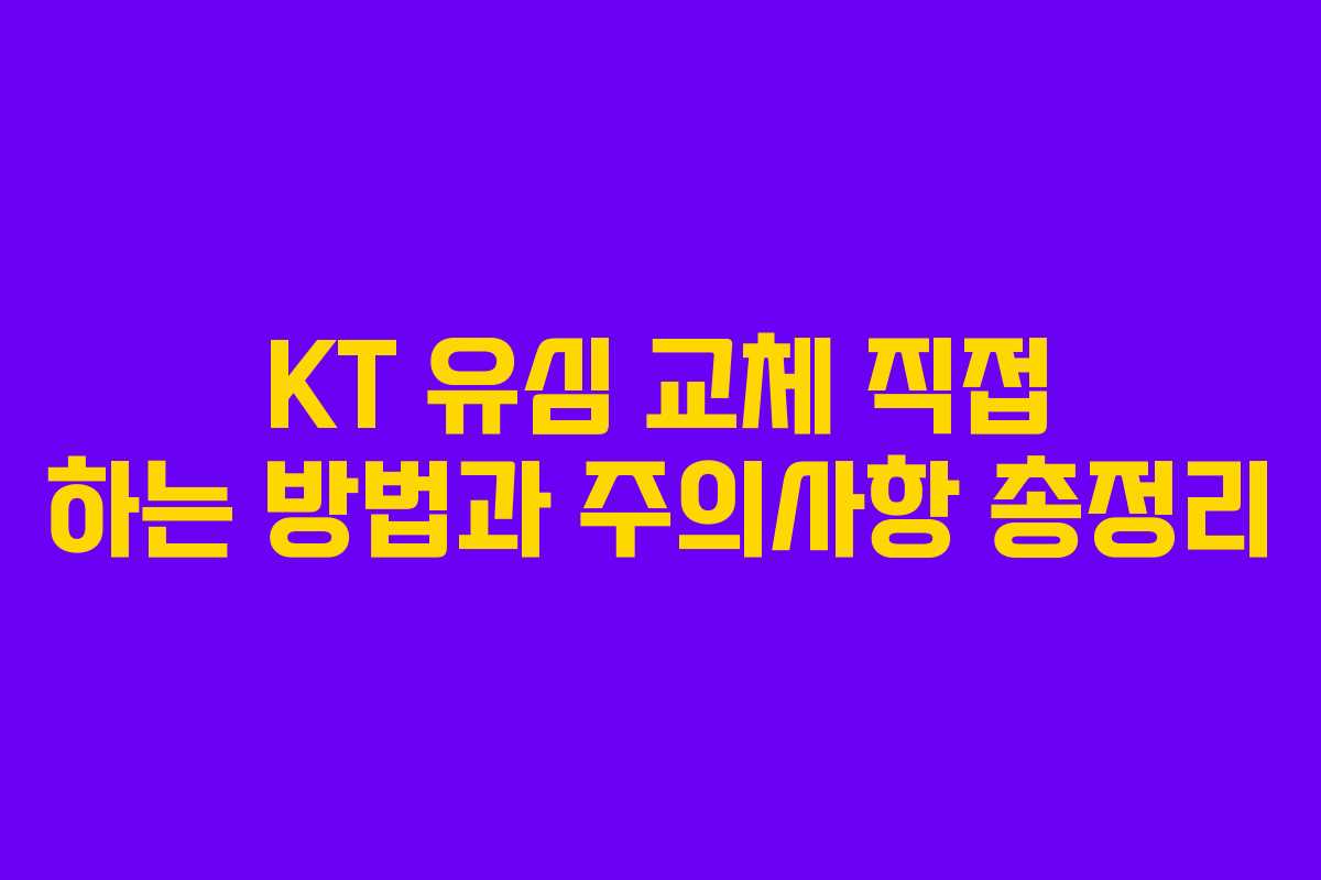 KT 유심 교체 직접 하는 방법과 주의사항 총정리