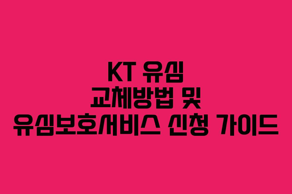 KT 유심 교체방법 및 유심보호서비스 신청 가이드