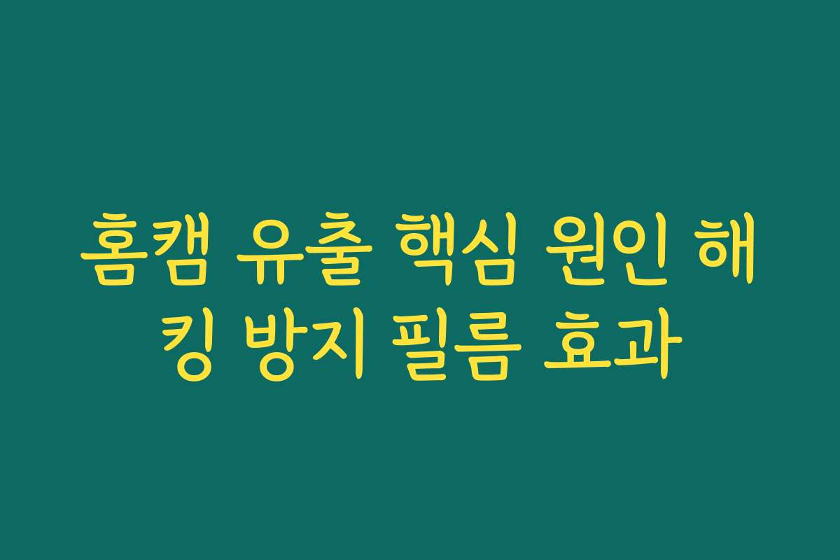 홈캠 유출 핵심 원인 해킹 방지 필름 효과