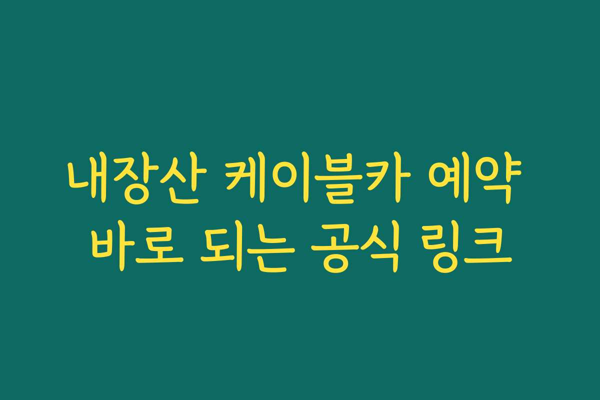 내장산 케이블카 예약 바로 되는 공식 링크
