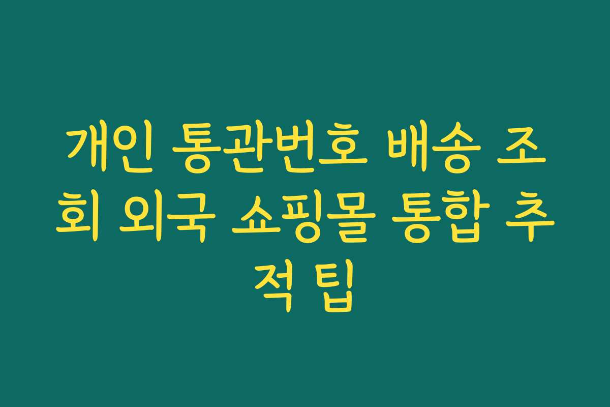 개인 통관번호 배송 조회 외국 쇼핑몰 통합 추적 팁