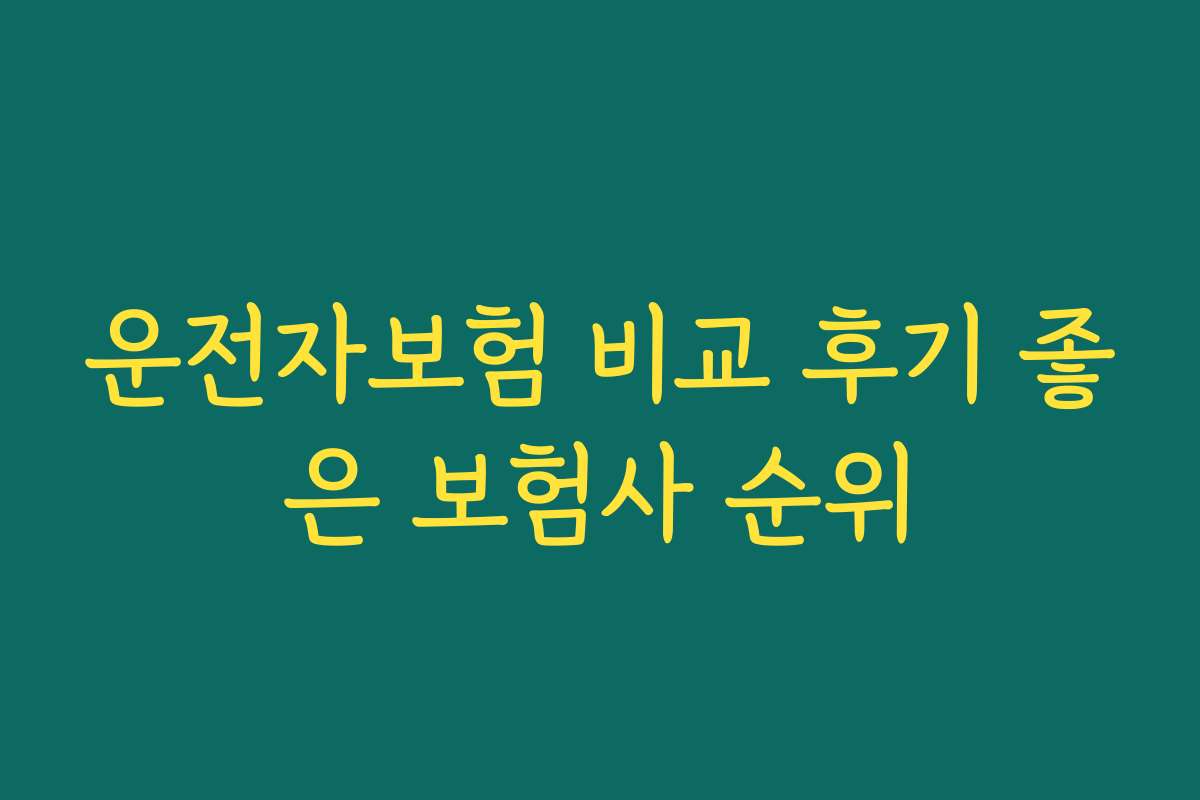 운전자보험 비교 후기 좋은 보험사 순위