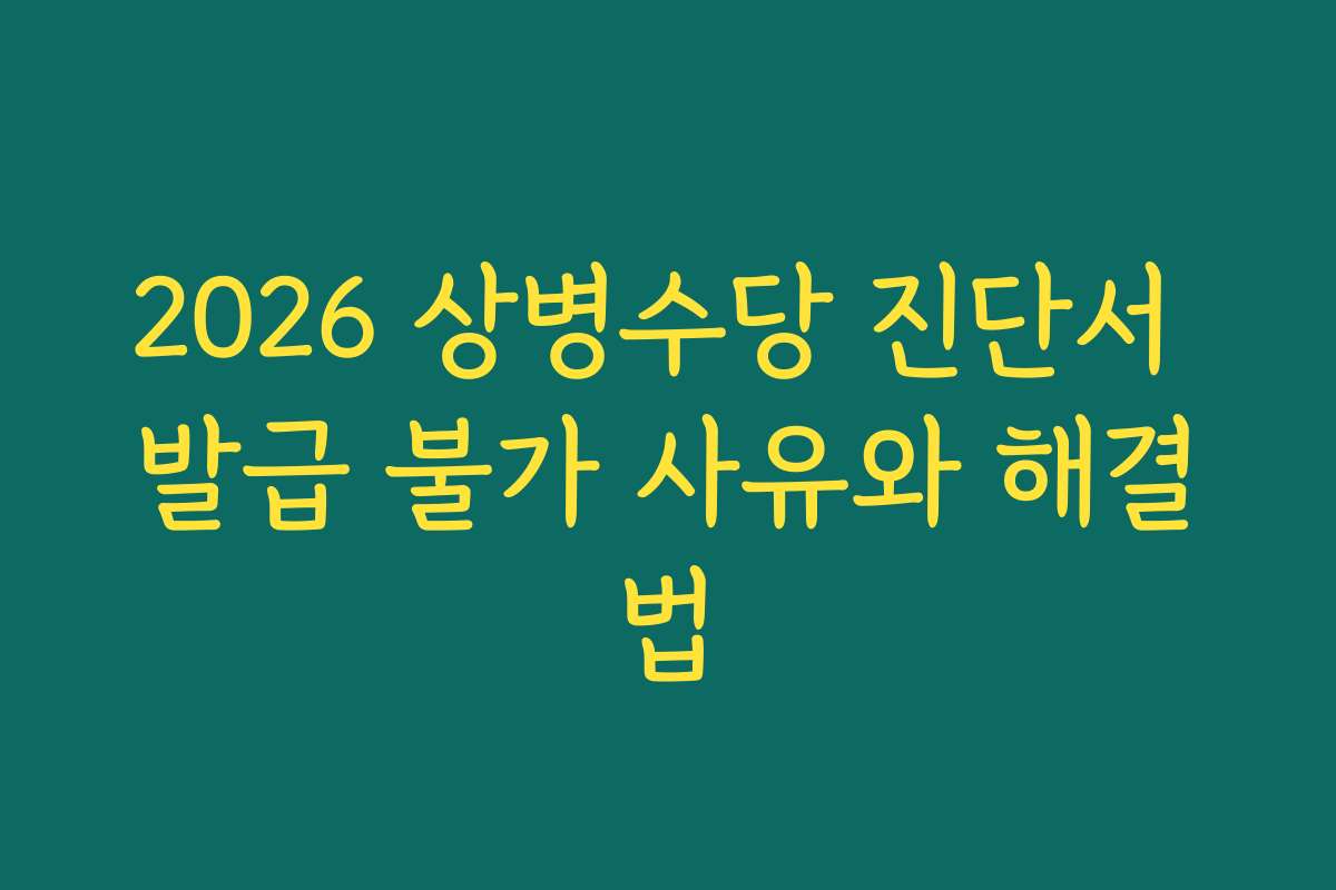 2026 상병수당 진단서 발급 불가 사유와 해결법