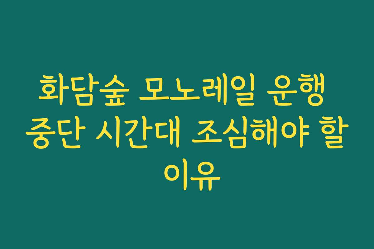 화담숲 모노레일 운행 중단 시간대 조심해야 할 이유