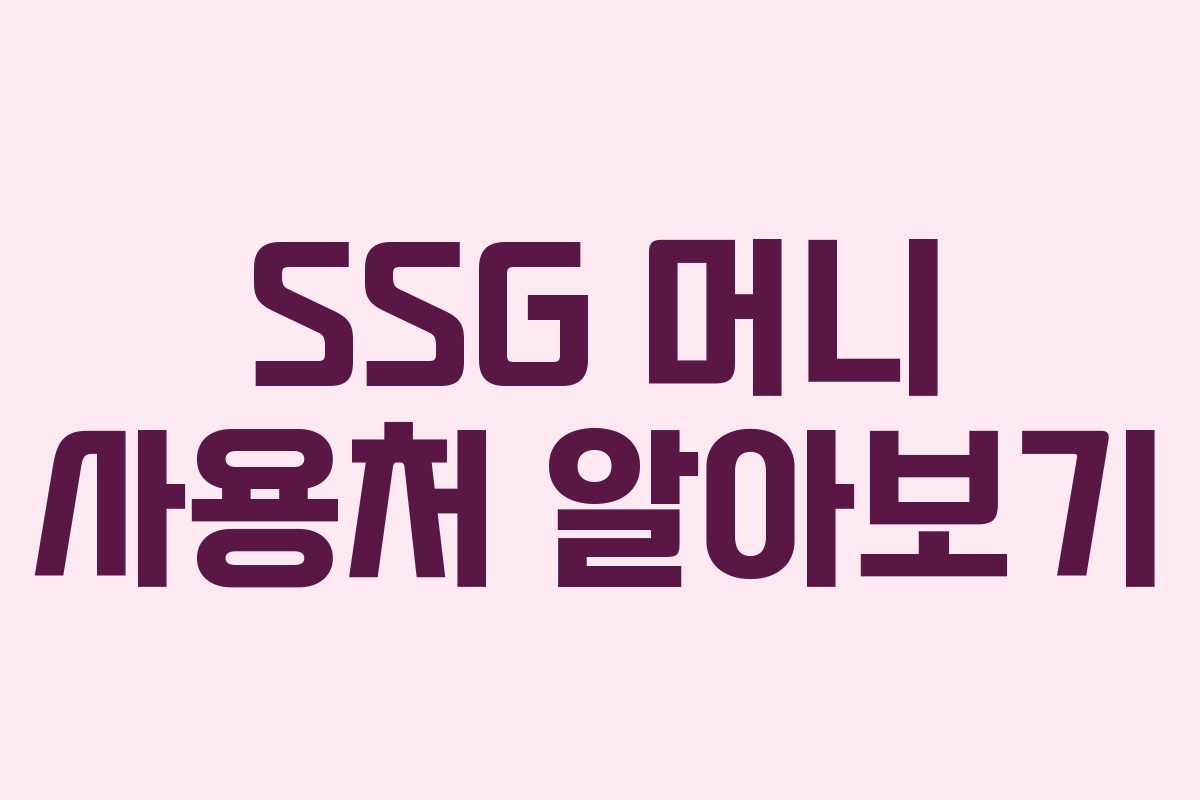 SSG 머니 사용처 알아보기