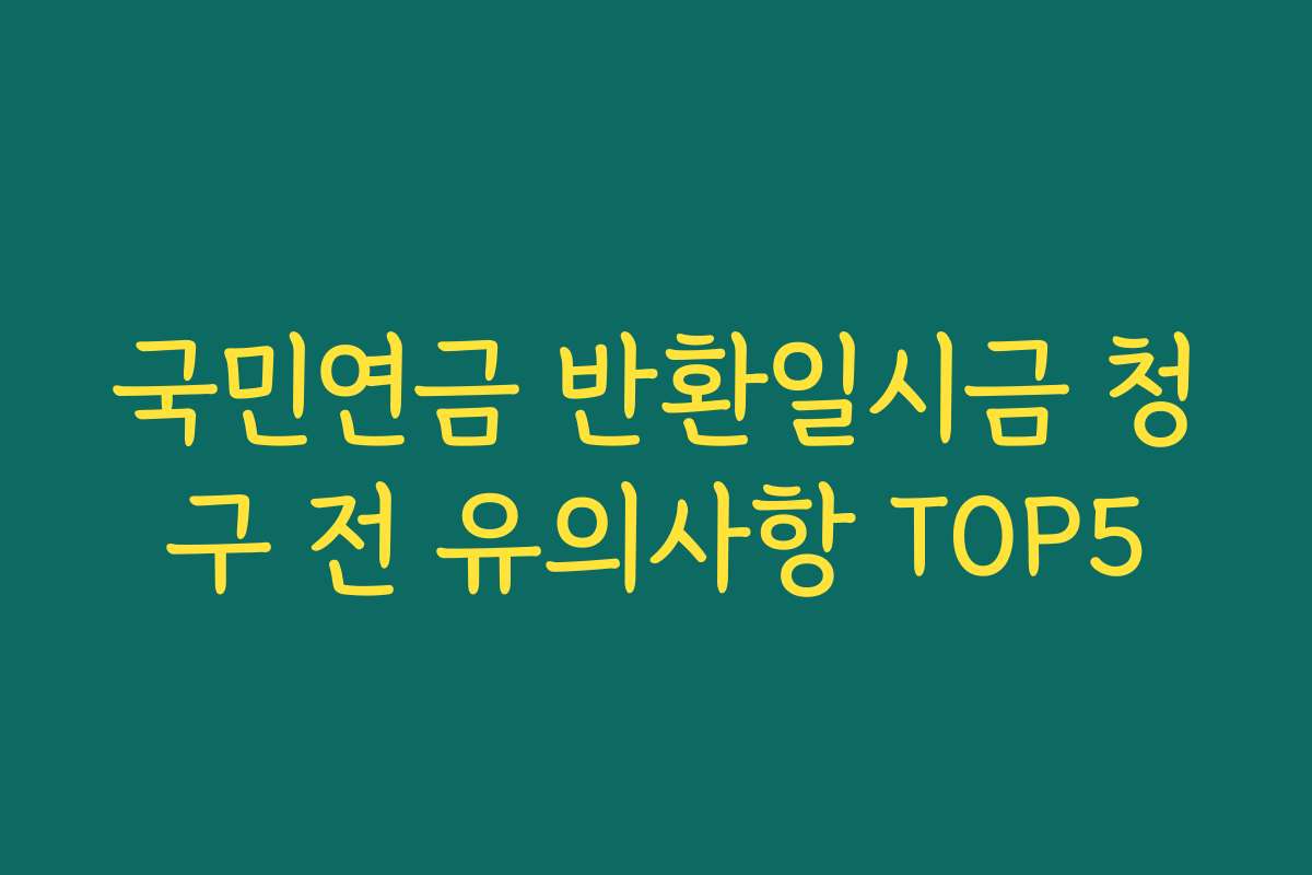 국민연금 반환일시금 청구 전 유의사항 TOP5