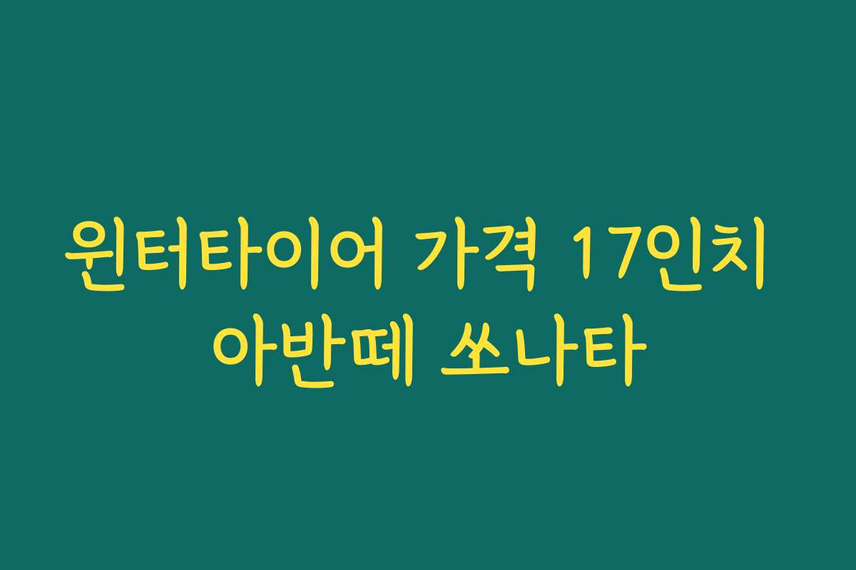 윈터타이어 가격 17인치 아반떼 쏘나타