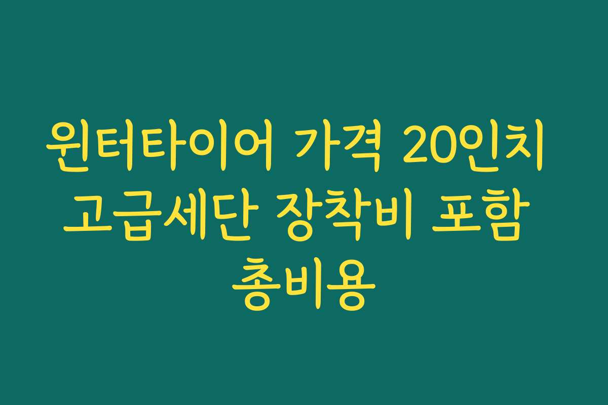 윈터타이어 가격 20인치 고급세단 장착비 포함 총비용