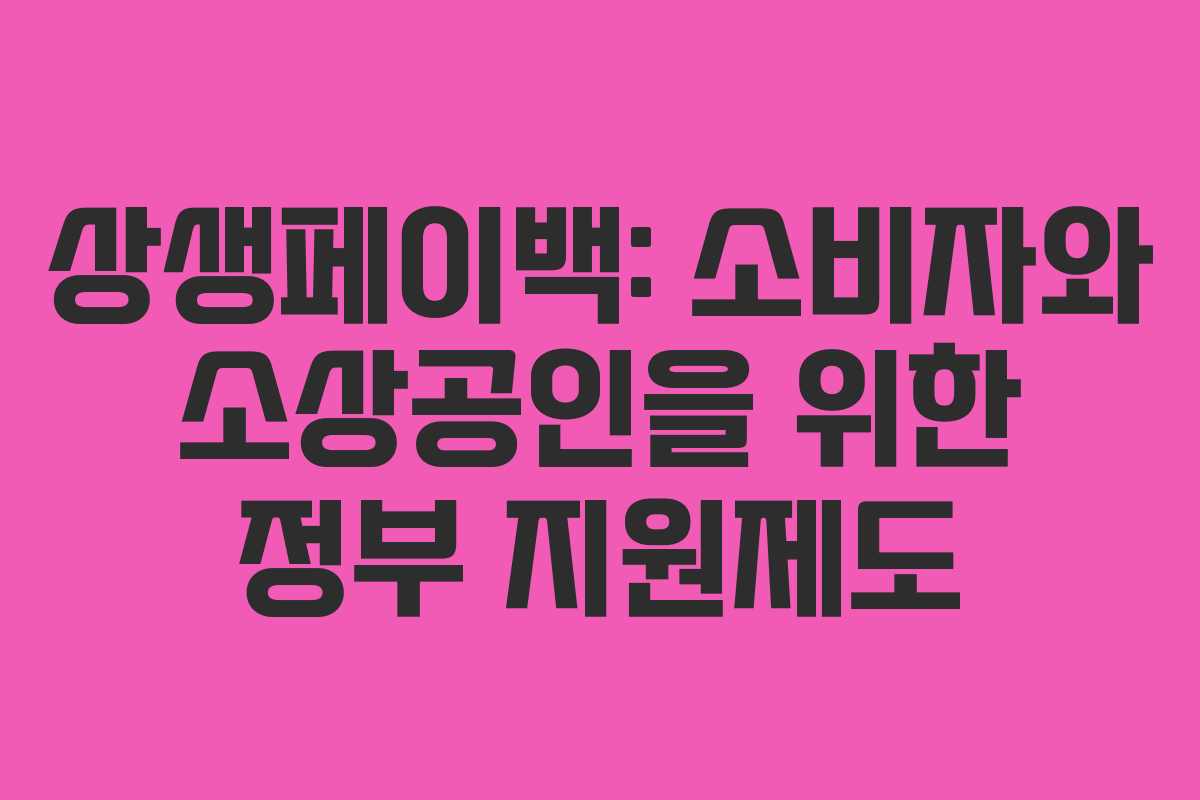 상생페이백: 소비자와 소상공인을 위한 정부 지원제도