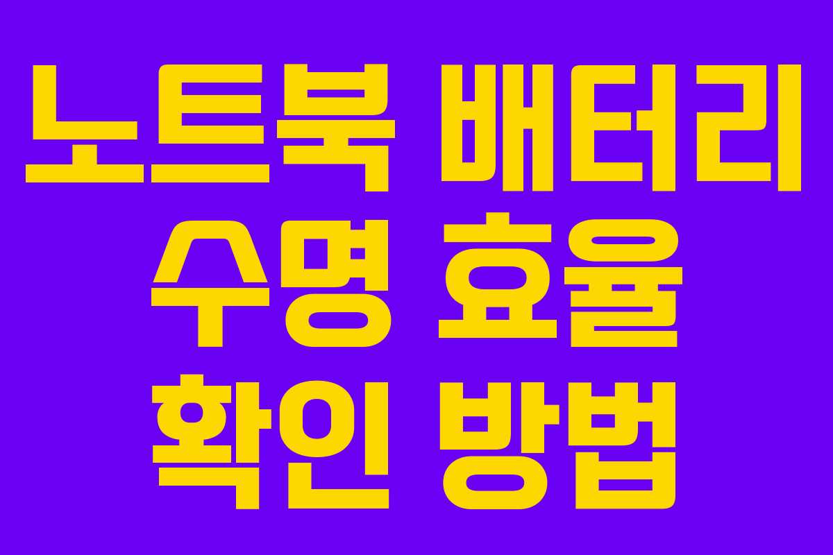 노트북 배터리 수명 효율 확인 방법