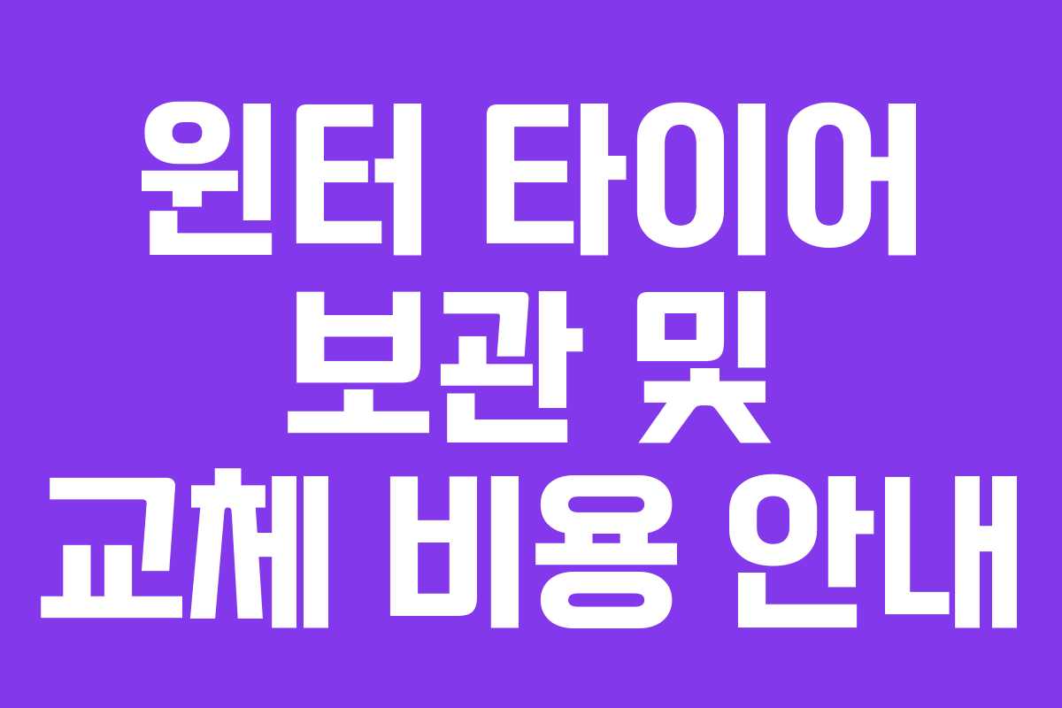 윈터 타이어 보관 및 교체 비용 안내