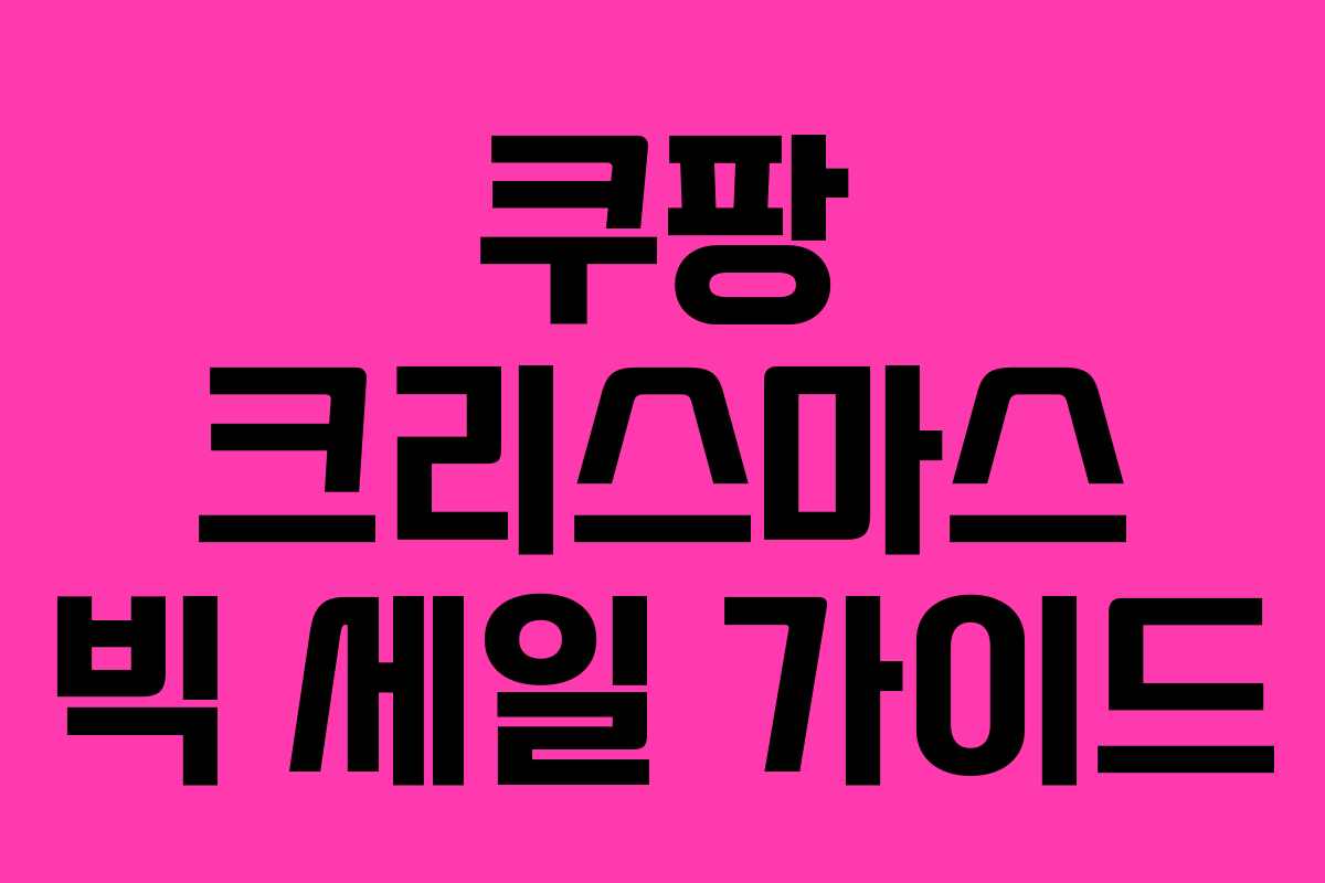 쿠팡 크리스마스 빅 세일 가이드