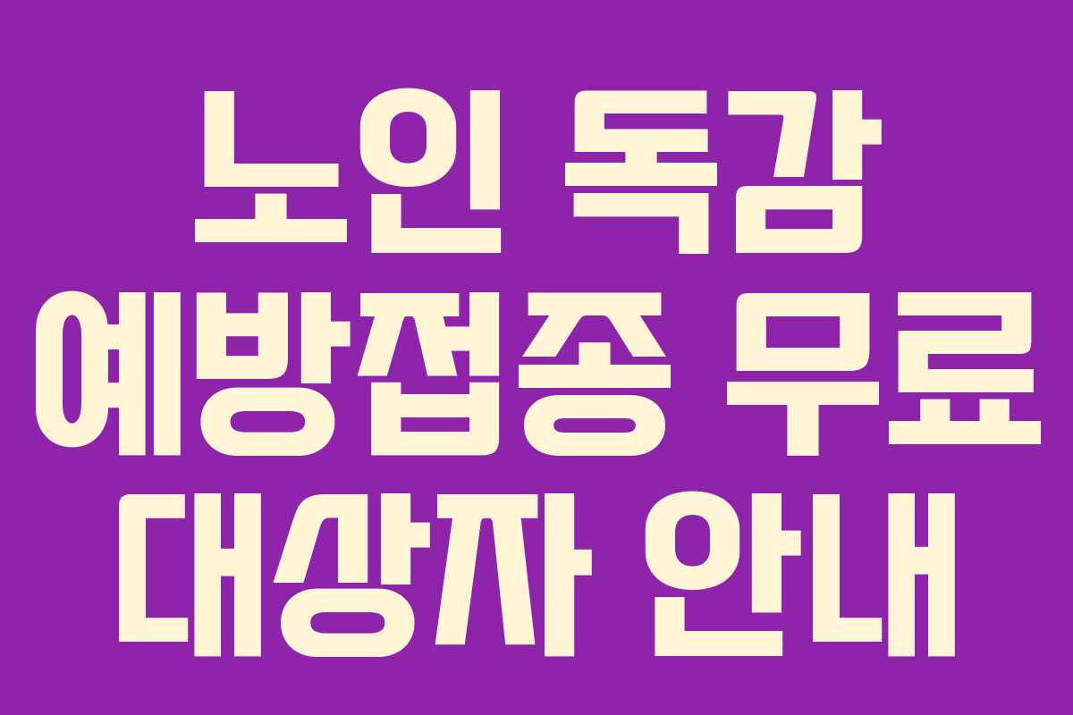 노인 독감 예방접종 무료 대상자 안내