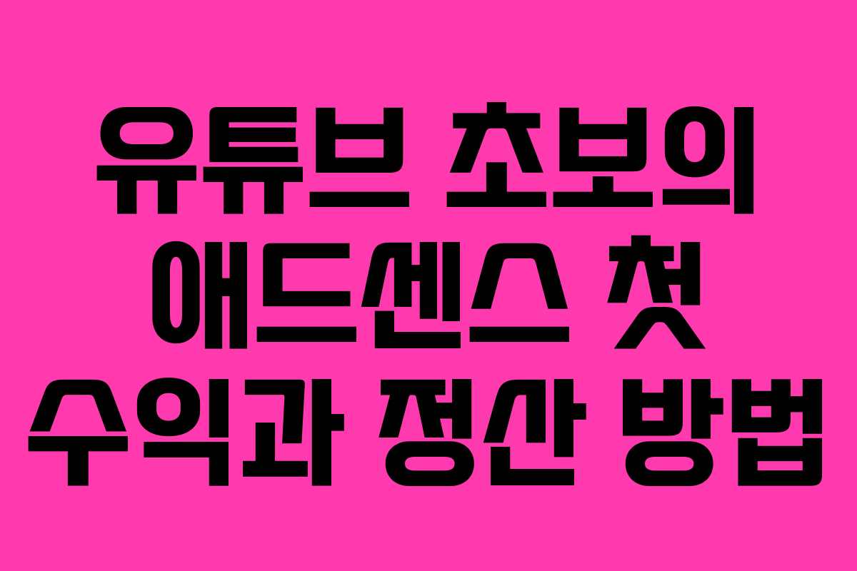 유튜브 초보의 애드센스 첫 수익과 정산 방법
