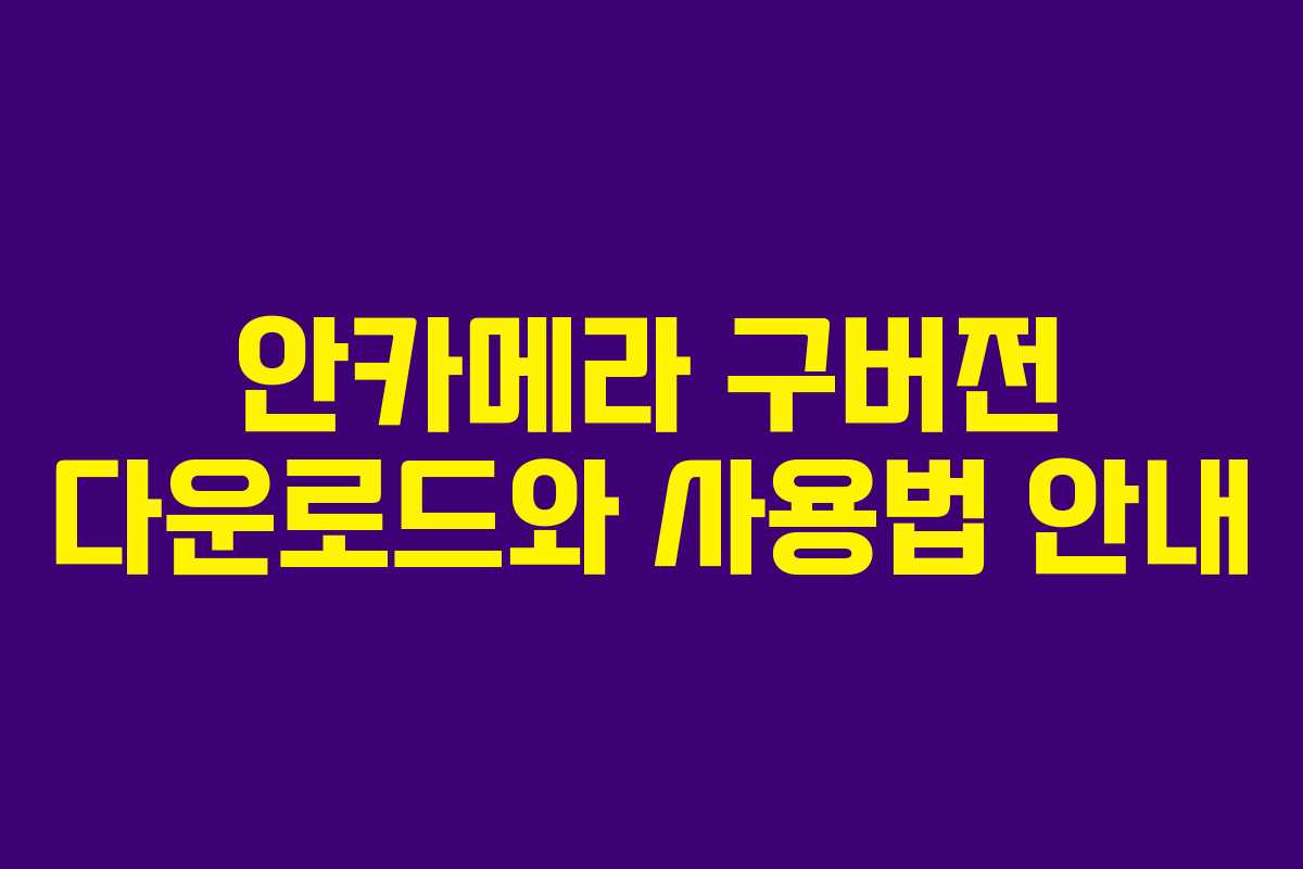 안카메라 구버전 다운로드와 사용법 안내 안카메라 구버전 다운로드와 사용법 안내