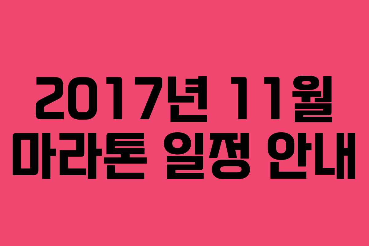 2017년 11월 마라톤 일정 안내