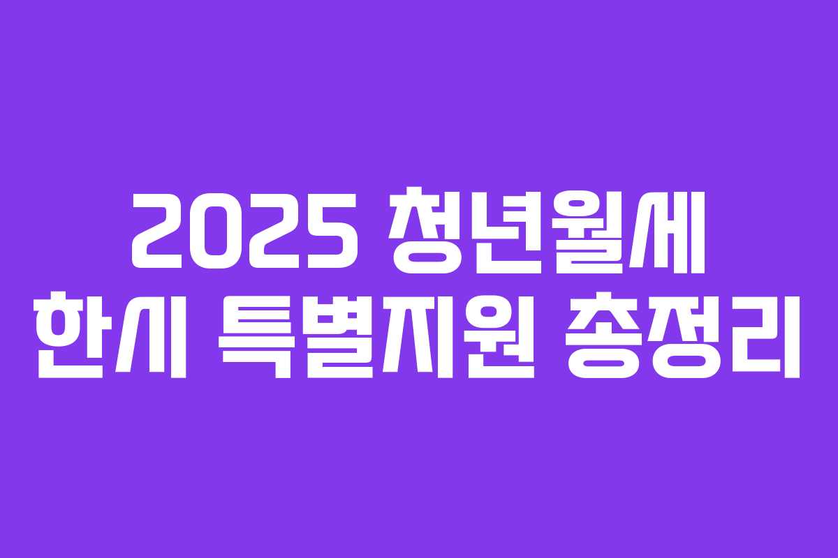 2025 청년월세 한시 특별지원 총정리