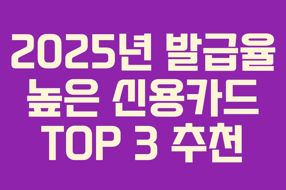 2025년 발급율 높은 신용카드 TOP 3 추천