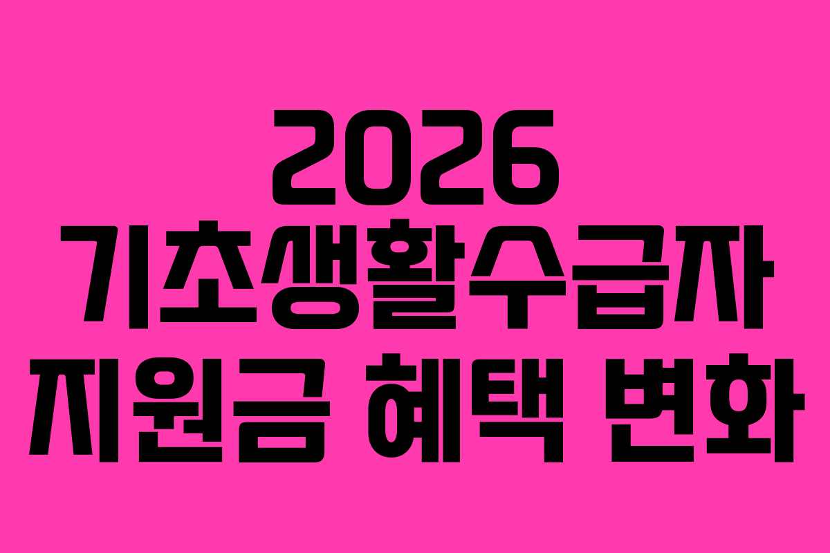 2026 기초생활수급자 지원금 혜택 변화 2026 기초생활수급자 지원금 혜택 변화