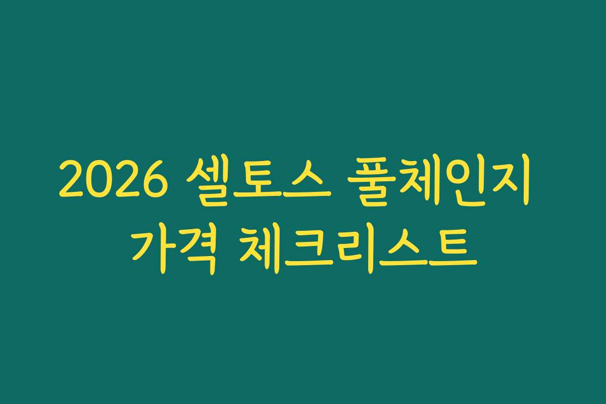 2026 셀토스 풀체인지 가격 체크리스트