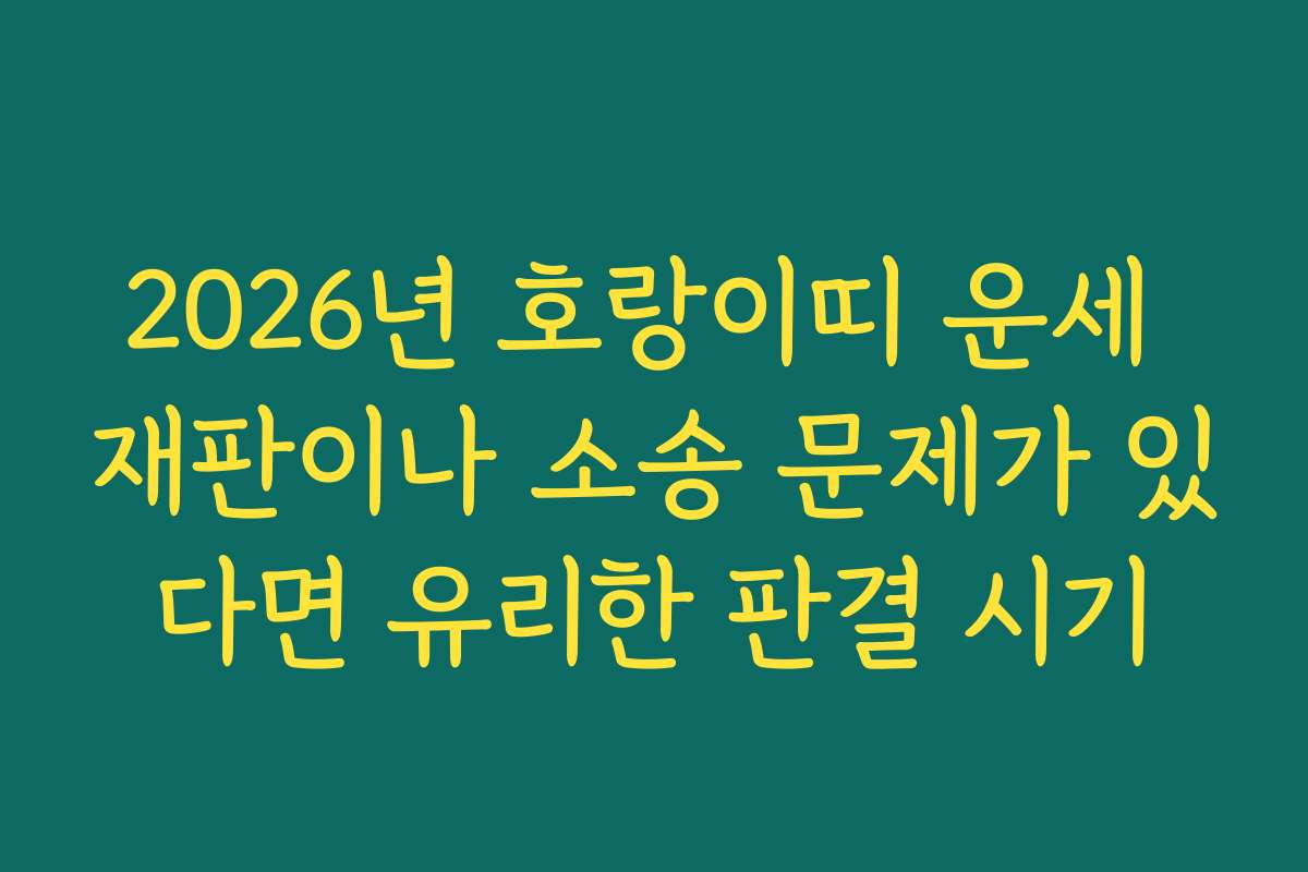 2026년 호랑이띠 운세 재판이나 소송 문제가 있다면 유리한 판결 시기