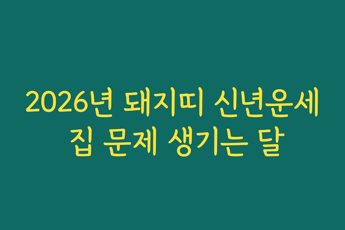 2026년 돼지띠 신년운세 집 문제 생기는 달