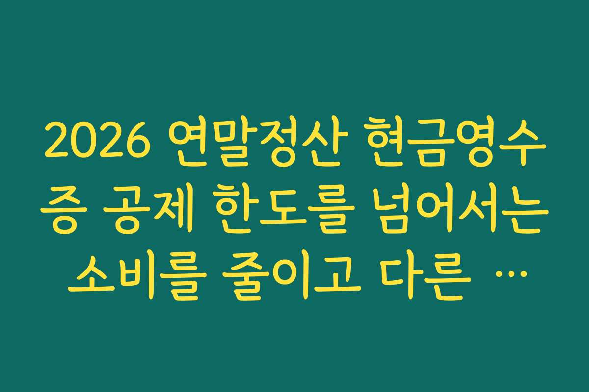 2026 연말정산 현금영수증 공제 한도를 넘어서는 소비를 줄이고 다른 자산에 투자하는 전략