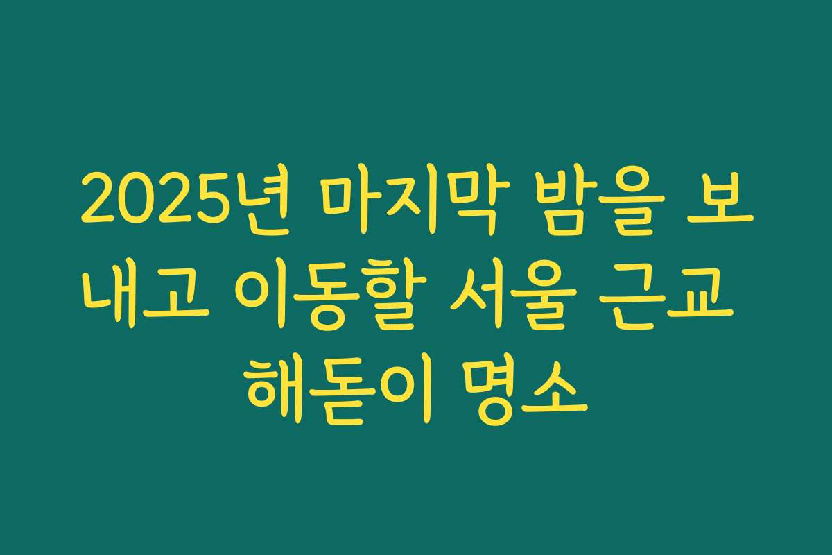 2025년 마지막 밤을 보내고 이동할 서울 근교 해돋이 명소
